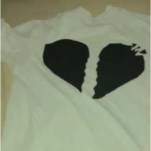 Black on white dope tee. Bear on the front, heart on the back.